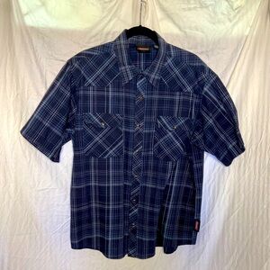Men's Dickies Oxford short sleeve Snap down shirt.Size XL Navy Blue